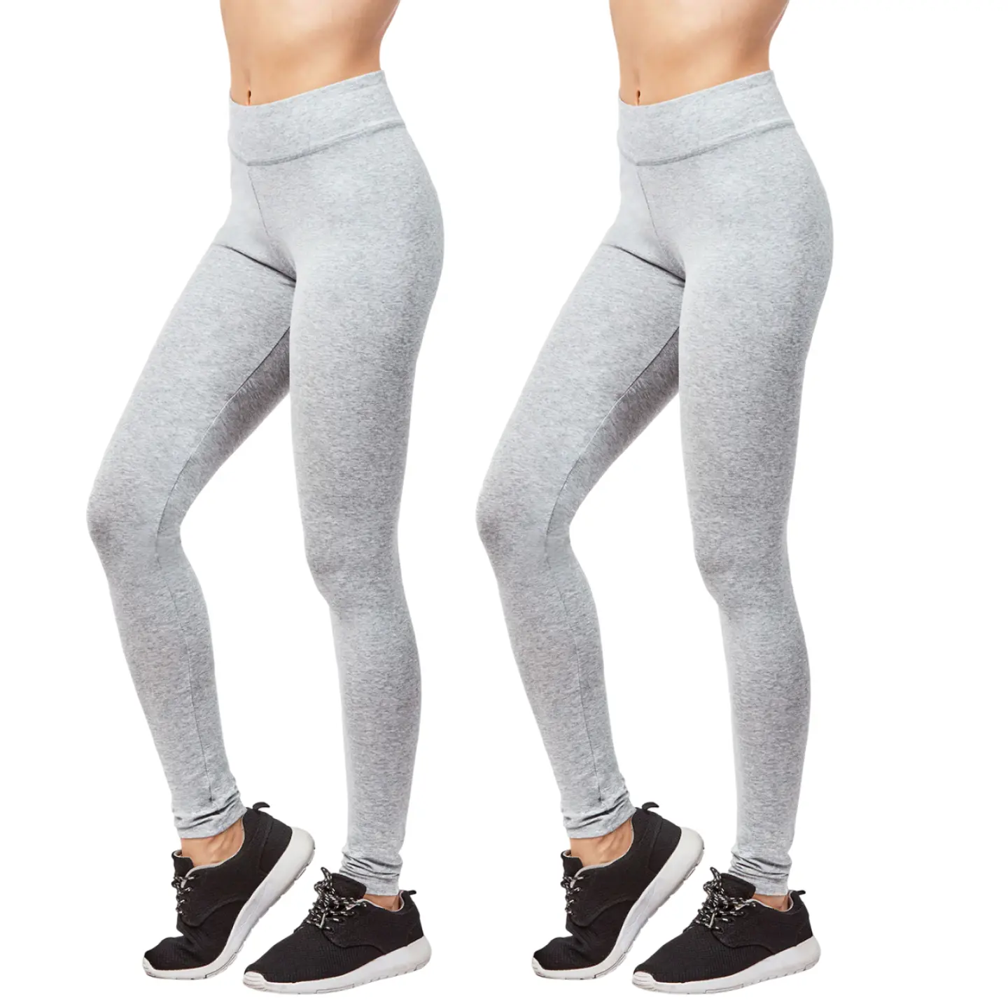 Effortless 2 Pack Women's Premium Cotton Leggings Full Length High Wide Waistband S-3XL Waisted Ankle No See-Through Workout Yoga Pants Tummy Control, tailored comfort, sleek line, flattering drape