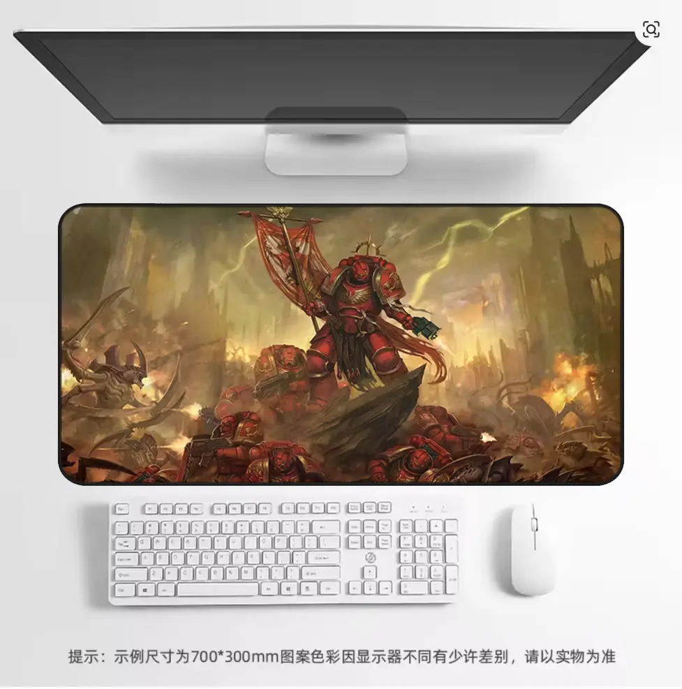 CUSTOM Warhammer 40K Desk Mat, Grimdark Sci-Fi Gaming Mouse Pad with Gothic Armor & Skull Design, Large Non-Slip Keyboard Mat for Gamers & Hobbyists