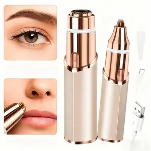2 in 1 Facial & Eyebrow Hair Trimmer Electric Eyebrow Trimmer Lip Facial Body Hair Removal Tool for Women USB Rechargeable Epilator Hair Remover