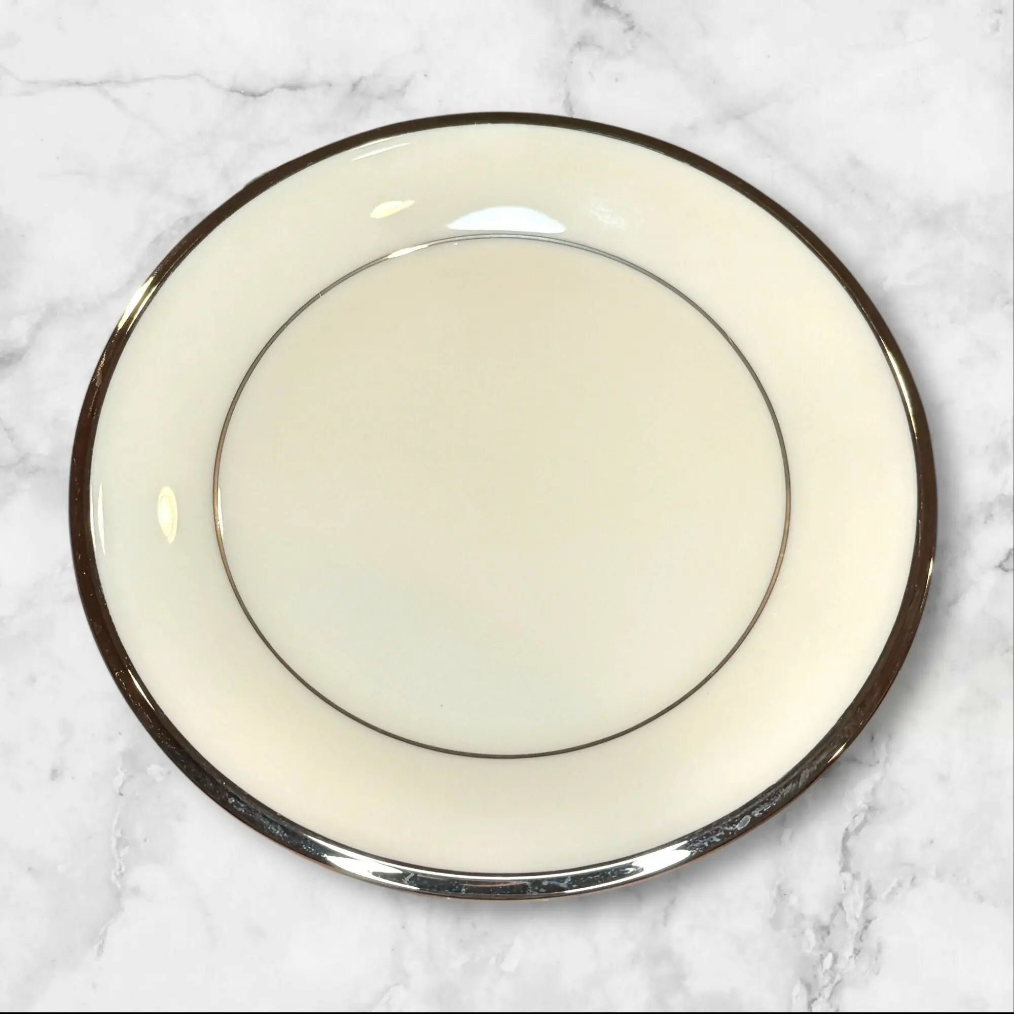 Lenox Solitaire Bread & Butter Plates | Set of 4 | Platinum Trim | Excellent