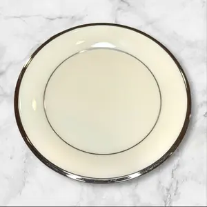Lenox Solitaire Bread & Butter Plates | Set of 4 | Platinum Trim | Excellent