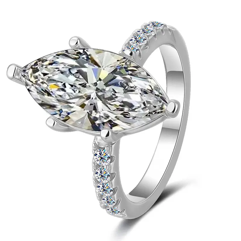 [EVA Jewelry] Marquise Cut 2/3/5CT 925 Sterling Silver Synthetic Moissanite Ring