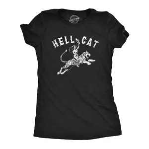 Womens Funny T Shirts Hell Cat Sarcastic Tiger Graphic Novelty Tee for Ladies Funny Womens T Shirts Cute Vintage Fashion Casual Ladies T-Shirt Gift Sarcastic Tops for Women Funny Animal Top Women's Novelty Tees Black -