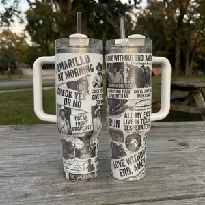 Vintage Georrge Strait 2Sides Tumbler, Country Music Tumbler, Tour Merch, Concer Gift