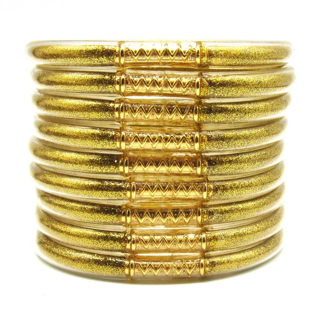 Sparkly Glitter Jelly Bangles for Women - Colorful Stackable Silicone Bracelets - Waterproof Noiseless Soft Jewelry - Dopamine Y2K Aesthetic Accessories - Gift for Her(Set of 9)