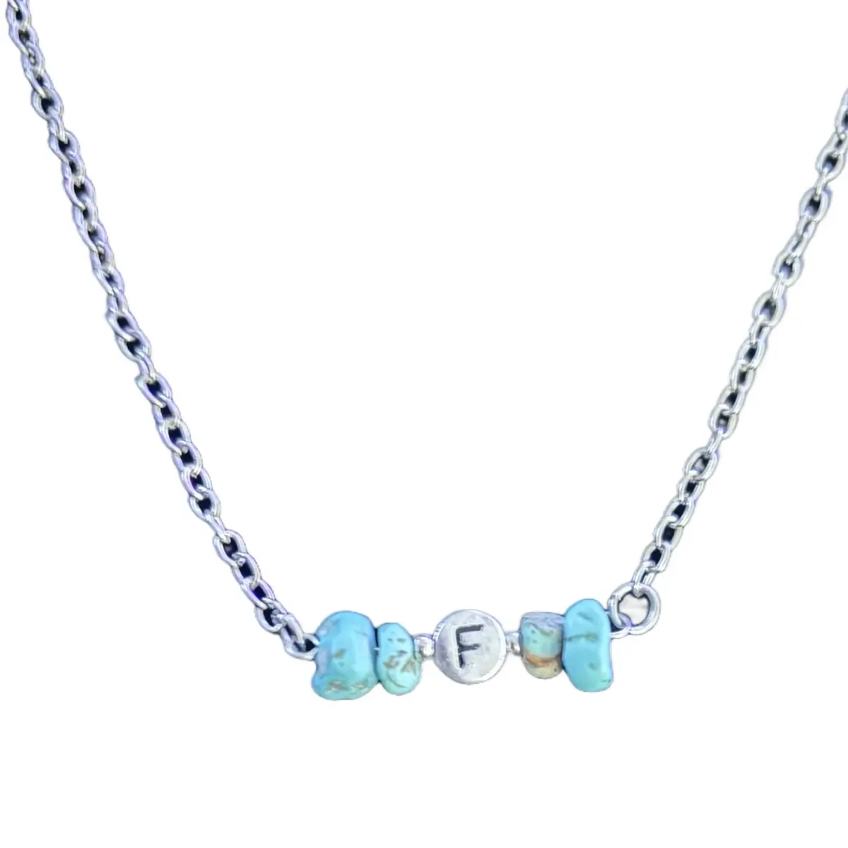Trails of Turquoise Initial Necklace
