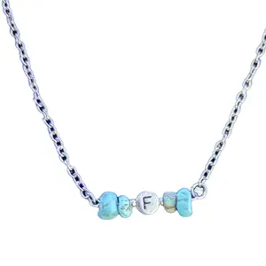 Trails of Turquoise Initial Necklace