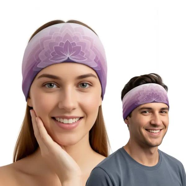 RAVEbandz The Pro Lotus Flower Tea Pink Wide No Slip Headband, Yoga Hair Band, Moisture Wicking Stretch Headband, Wellness Hair Accessory for Meditation, Pilates & Everyday Wear