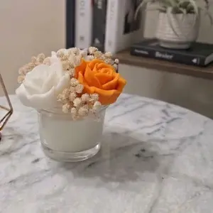 MINI ROSES TRIO GLASS HANDMADE CANDLE