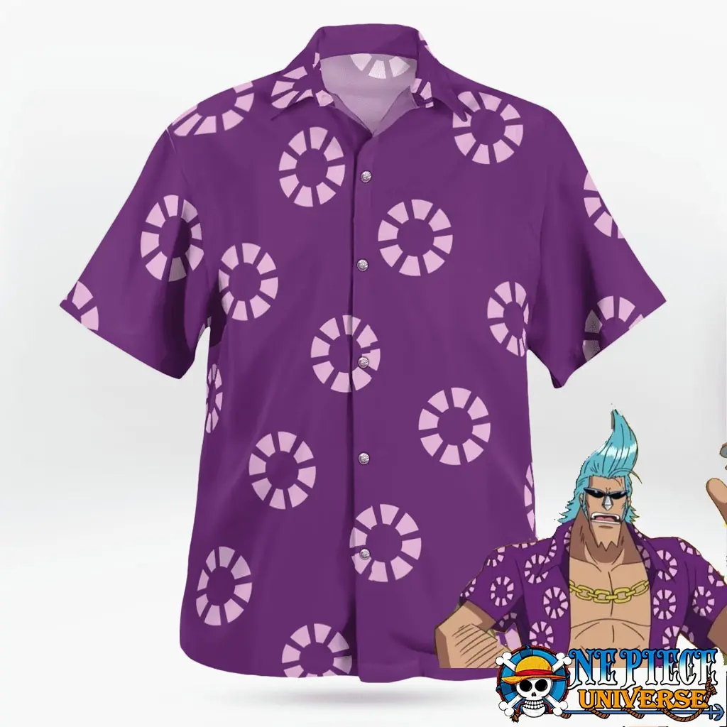 Button Up Franky Sabaody Hawaiian Shirt Outfit, Franky Post Timeskip Hawaiian Shirt in Fish Man Island arc, Hawaiian shirt