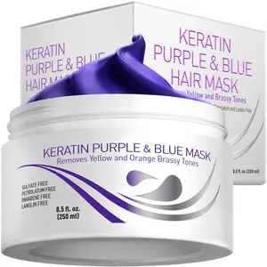 Vitamins Keratin Purple Hair Mask - Gentle Deep Conditioner Intensive Repair Toner for Blonde Bleached Platinum Silver or Brown Colored Brassy Hair