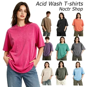 Unisex 3 Pack Washed Cotton Oversized T Shirts, Retro Streetwear Hip Hop Tee for Men Women, Heavy Cotton Loose Fit Harajuku Shirt