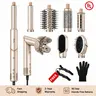 Automatic 8-in-1 High-Speed Hair Dryer & DIY Hairstyler Combo Set (Champagne Gold) - Curler Waver, Volumizing Dryer Brush, Fast-Drying Straightening Brush, Thermal Tool for Beach Waves, Beauty Hair Tools (Curlers & Straighteners)
