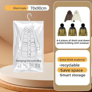 Home Essential Down Jacket Vacuum Bag Compression Bag Clothes Hanging Garment Bag Multi-Hole Large Thickened Storage Organizer Bag