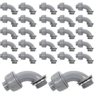 25 Pcs Liquid Tight Connector, 3/4 Inch 90 Degree Non Metallic Flex Conduit Fittings for PVC Pipe, Cable, and Wiring Installation