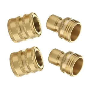 M MINGLE Garden Hose Quick Connect Fittings, 3/4 Inch GHT Solid Brass, Quick Connector Set, 2-Pack - Durable and Leak-Free, ChristmasGift