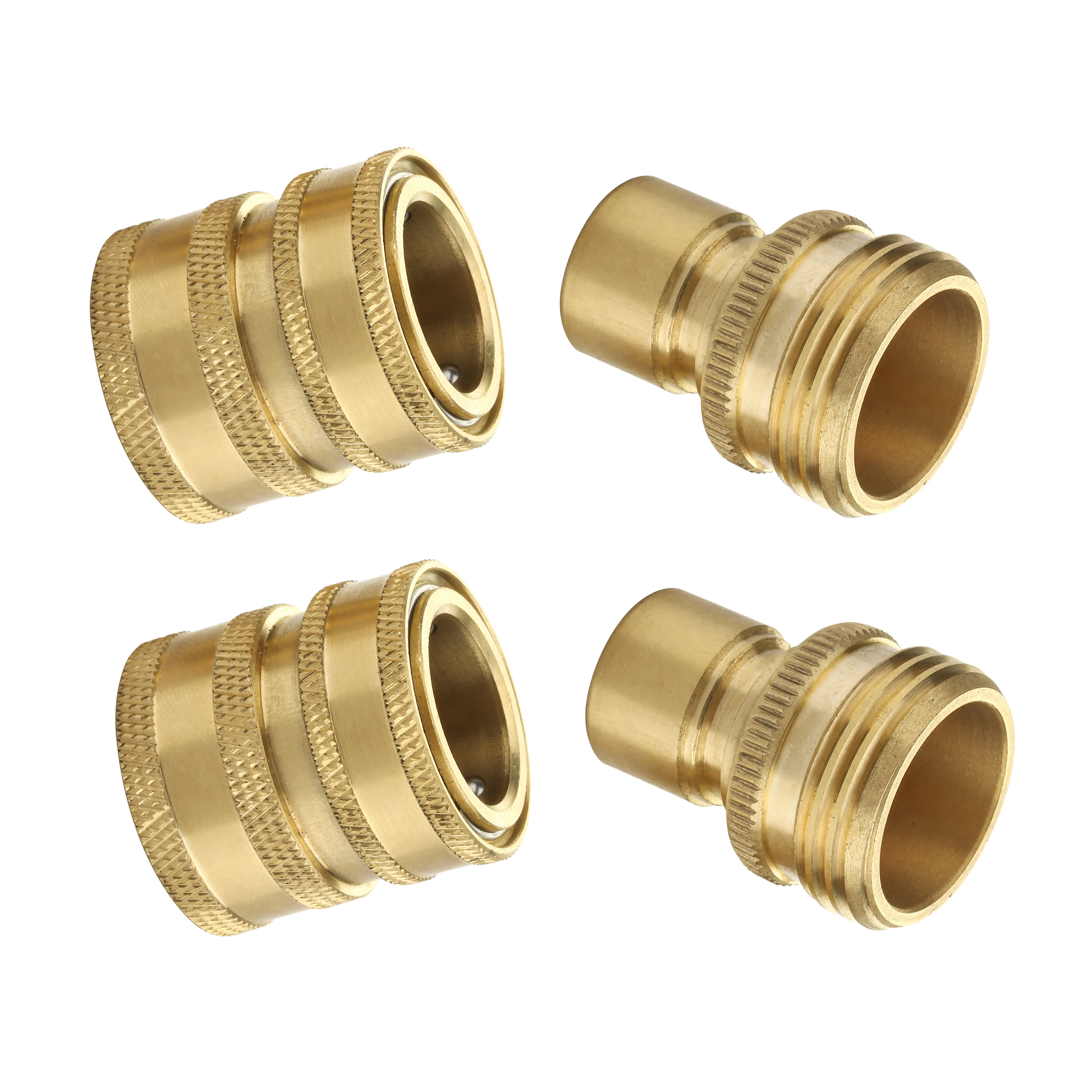 M MINGLE Garden Hose Quick Connect Fittings, 3/4 Inch GHT Solid Brass, Quick Connector Set, 2-Pack - Durable and Leak-Free