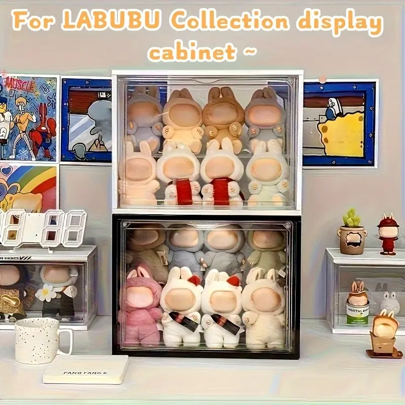 Cute Plush Toy Display Cabinet, 1 Count Clear Acrylic Transparent Dustproof Plush Toy Storage Box, Home Organizer for Living Room Bedroom Study Room,Halloween Decoration Storage Cabinet