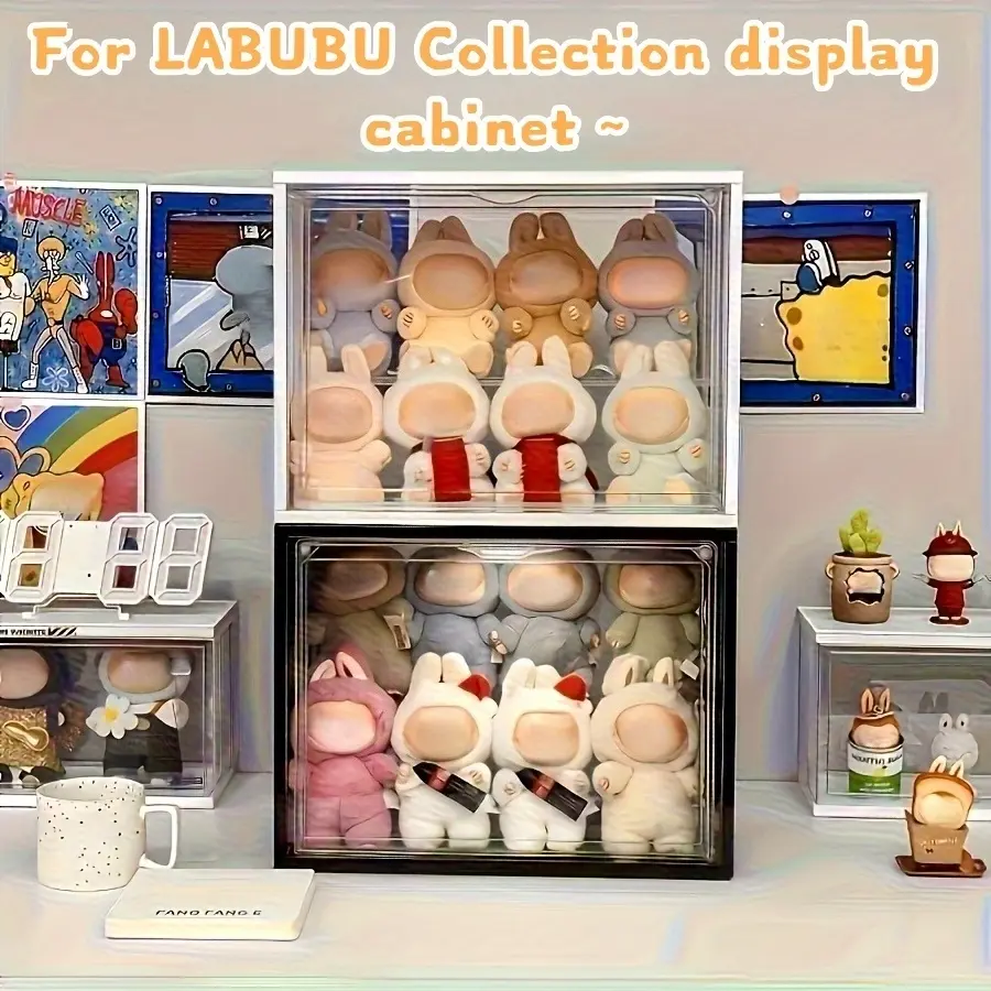 Cute Plush Toy Display Cabinet, Display Container, 1 Count Clear Acrylic Transparent Dustproof Plush Toy Storage Box, Home Organizer for Living Room Bedroom Study Room,Halloween Decoration Storage Cabinet, Dustproof storage boxes
