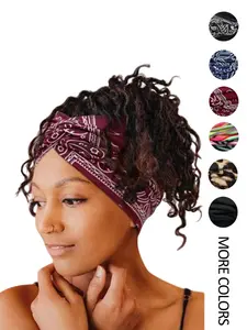 Women Headband African Style Wide Hair Wrap Extra Scarf Headband for Yoga Running Sweat Absorbent Sports Exercise Elastic Hairband Sweat Absorbing Headband