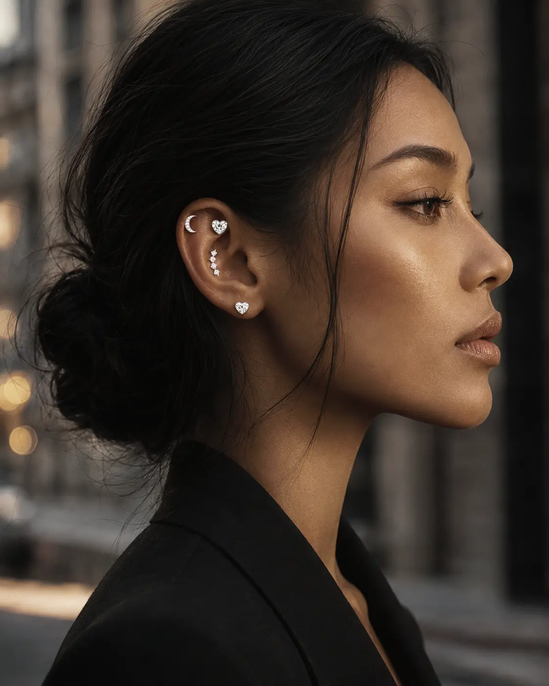 Northstar Goods Ear Luxury Ara 14kt White Gold  Diamond Flat Back Cartilage Stud