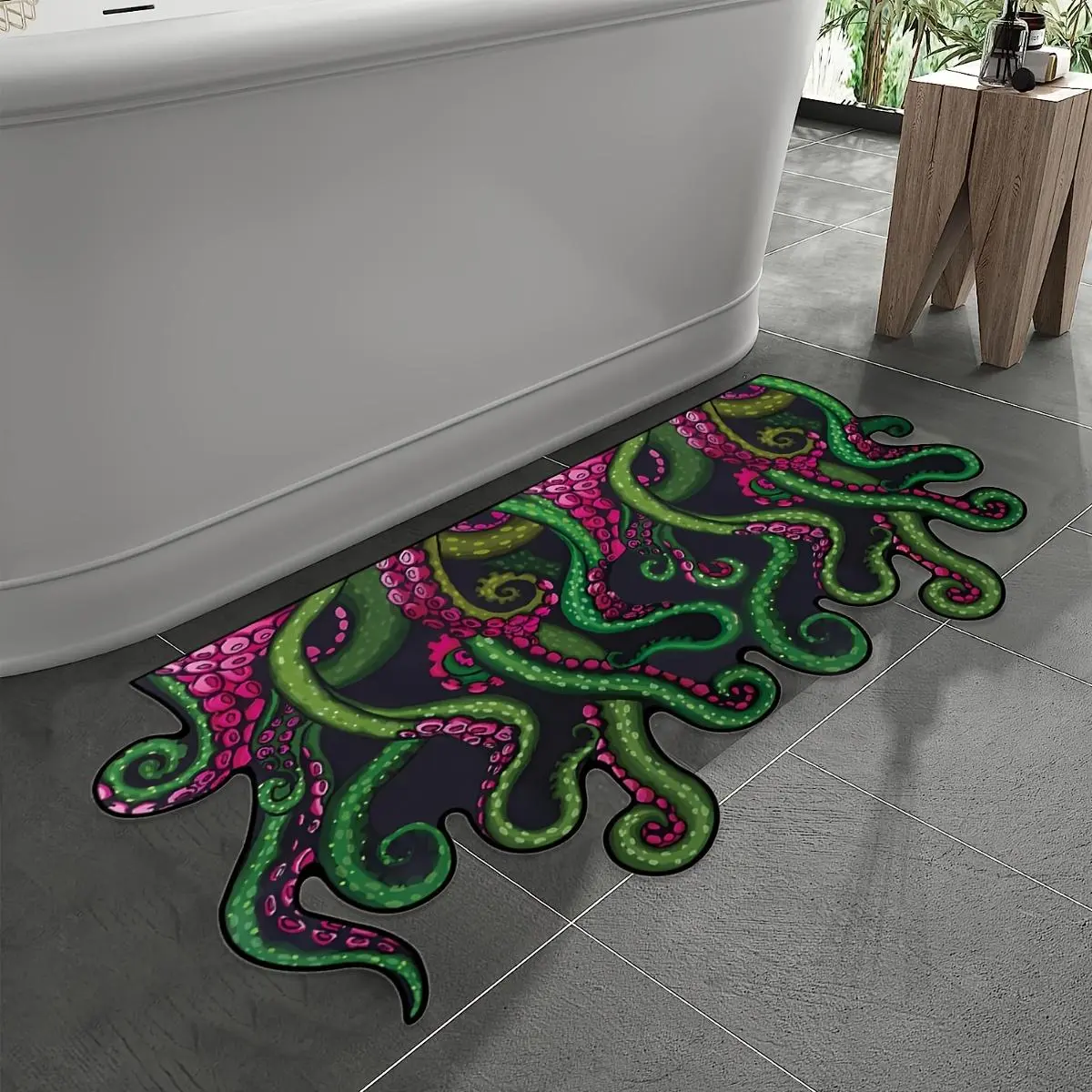 Octopus Graphic Bathroom Mat, Bathroom Decorative Mat, Non-slip Absorbent Bathroom Rug, Creative Floor Mat for Home Bathroom Kitchen, Bathroom Accessory, Bath Rugs for Bathroom, Absorbent Bathroom Mats