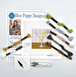 Martini on a striped background Needlepoint Kit
