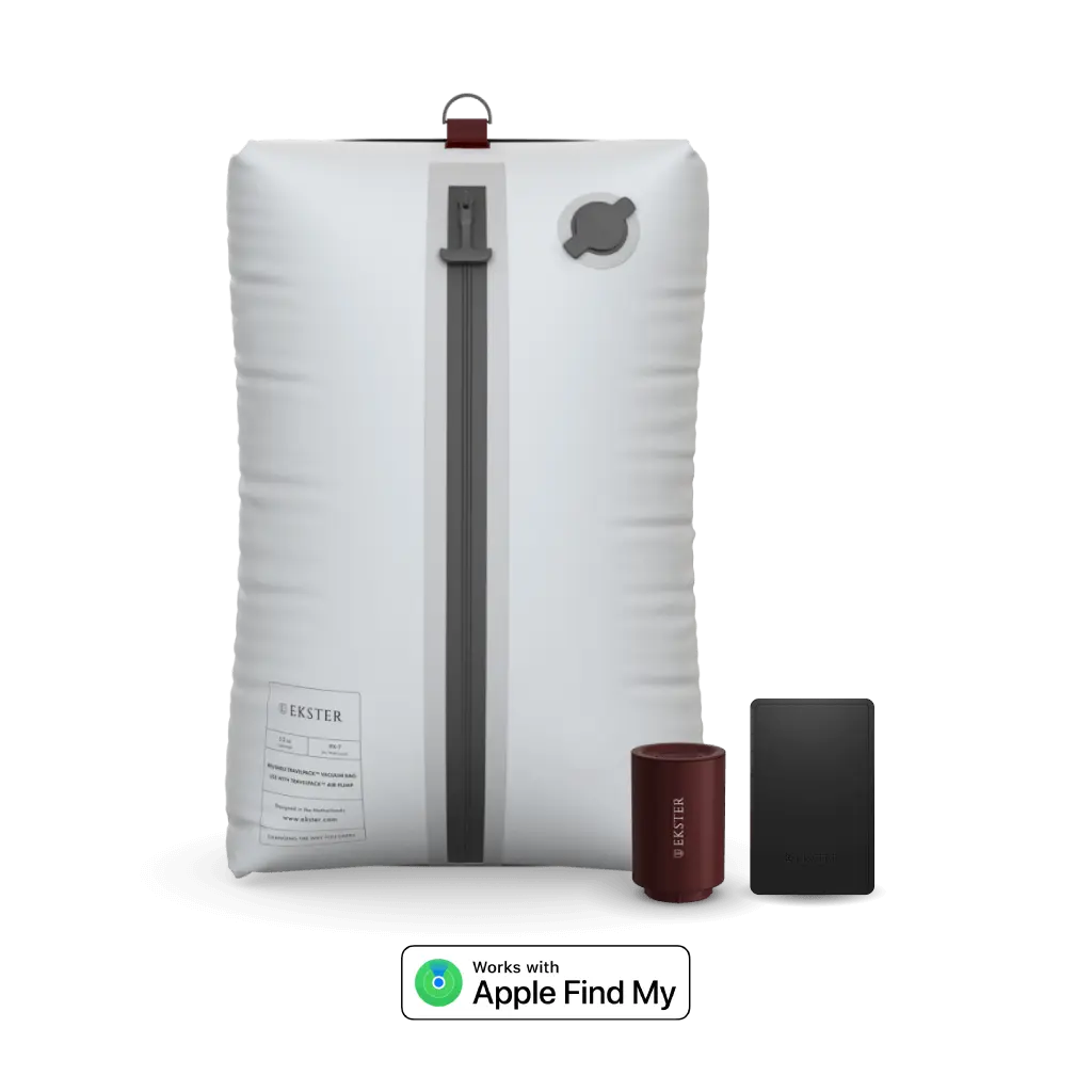 Ekster Trackable TravelPack™ Bundle - Vacuum Bag, Air Pump & Finder Card for Apple Find My® - 60% Space Saving, Waterproof, Anti-Leak, Durable Nylon