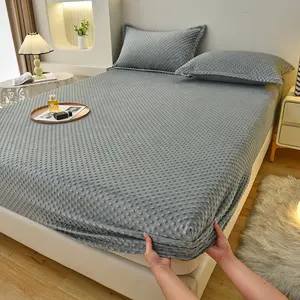 Soft Flannel Bed Sheet Set, Warm Winter Mattress Protector Cover, Modern Design Breathable Fabric, Home Textile Gift for Family & Friends, Soft Bedding Sheet