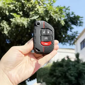 Jeep Dodge accessories Key Case JL 2021 Wrangler JLU Gladiator Grand Cherokee Silicone Caps Holder Folding Key Case Car Accessories Protector