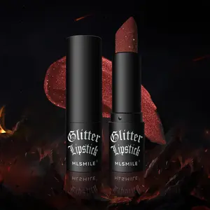 Colorful Shimmer Lipstick, Moisturizing High Pigment Formula, Non-Stick Cup Matte Finish, Perfect for Women & Girls, Halloween Vampire Makeup, Metallic