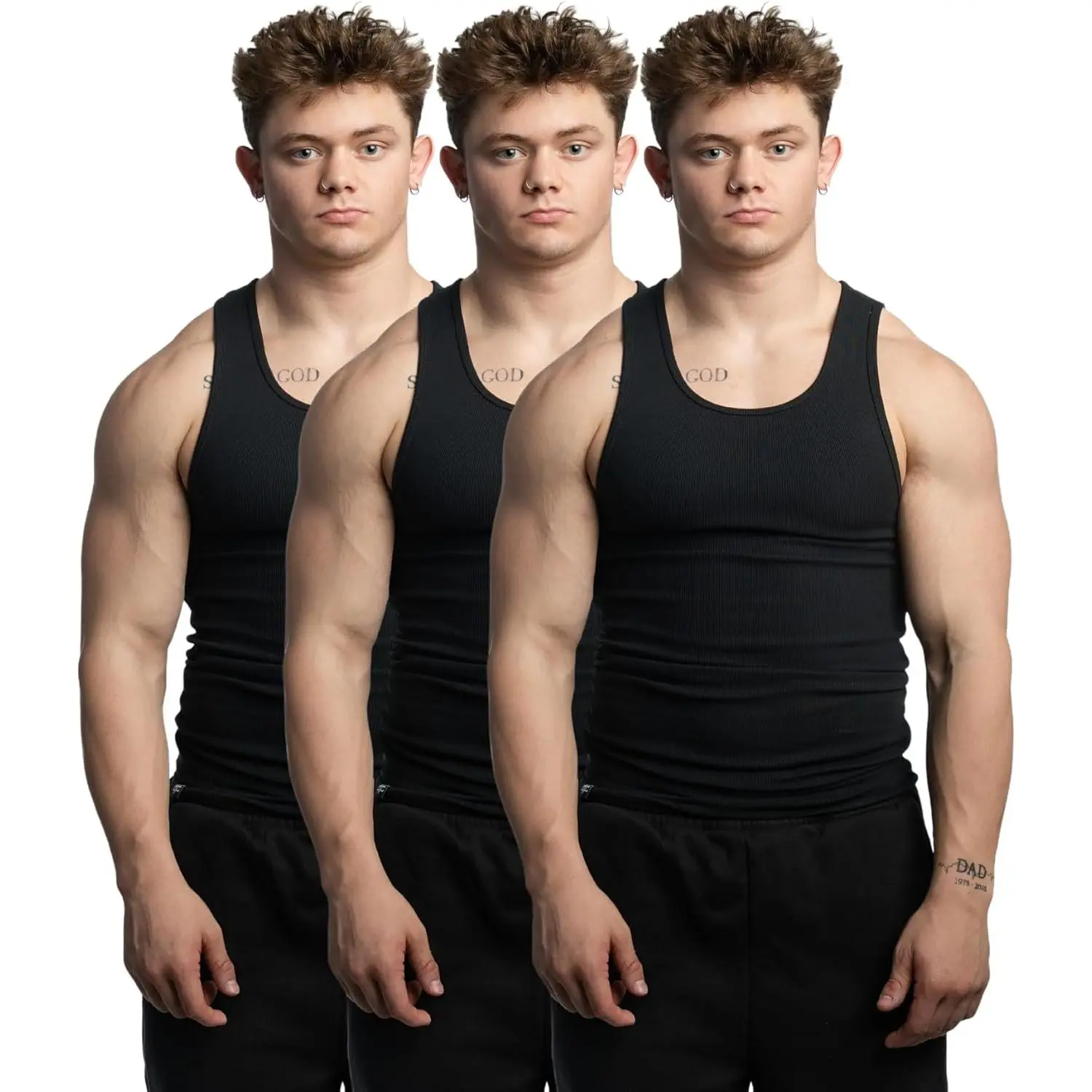 Men's Cotton-Spandex Blend Ribbed Tank Tops - Menswear Sleeveless Gym Undershirts, Comfortable Durable Slim Fit for Small Sizes