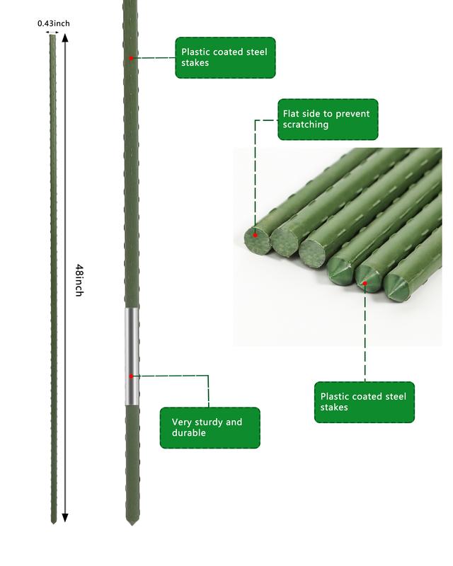 4ft Plastic Coated Steel Stakes – Garden Plant Supports for Tomatoes & Climbing Plants (25pcs)