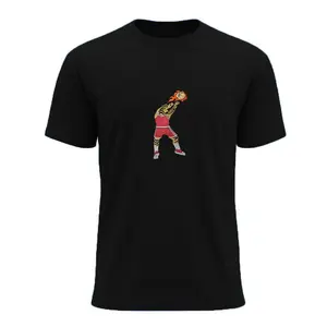 Handmade Basketball Tiger Embroidered T-Shirt – Black Cotton Streetwear Tee | Handcrafted Embroidery | Unisex Gift for Him/Her | Bollman-Inspired Oversized Outfit | Unique Urban Fashion | Hand Sewn Animal Design | Summer Sportswear for Fans