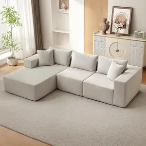 Garvee 108" Modular Cloud Couch Sectional with Left Chaise | Fluffy Compressed L Shaped Sofa for Living Room | Boneless Couch & Sofa Bed Design,No Assembly Required, Beige