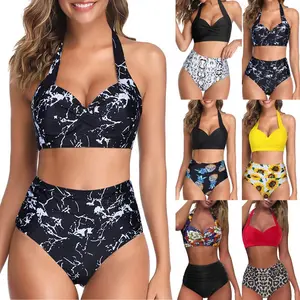 New Women's Swimsuit Sexy Bikini Hot Fashion Sexy Digital Print High Waist Two-Piece Swimwear