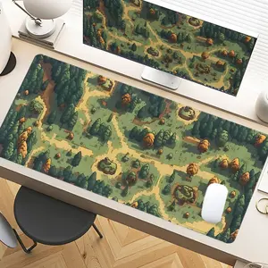 Desk Pad Pixel Forest Green Brown Gaming Mousepad XXL Mouse Pad For Laptop Desk Mouse Pad Extra Large With Non-Slip Rubber Base Stitched Edges Surface For PC Gamers Office Workers & Home Use Office Desk Accessories