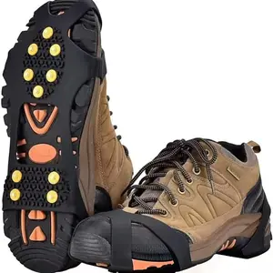 Tankye  Ice crampons anti-slip shoe covers shoe sole gadget for snowy terrain ice grip lightweight shoes with spikes, chain laces, for hiking, ten teeth, winter outdoor use