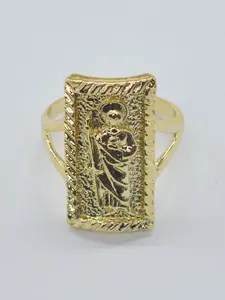 14k Gold Plated Saint Jude Open Ring, Unisex Religious Jewelry, Daily Wear, Party, Gift, Holiday, Religious Memorial Accessory