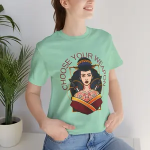 Choose Your Weapon Japanese T-Shirt, Samurai Geisha Graphic Tee Shirt, Unisex Gamer Gift For Teens, Japan Art Anime TShirt Design