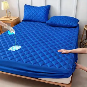 1pc Soft And Comfortable 100% Waterproof Mattress Protector Padding,  Thickened Quilted Mattress Protector Layered Fitted Sheet, Ho quilted mattress protector bamboo fiber bed lore water proff matres s cover full coverage dirt-proof