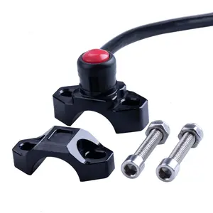 CNC Universal Motorcycle Engine Stop Start Kill Switch Button with Mounting Backplate for ATV,Dirt Pit Bike,Scooter,Quad - Black