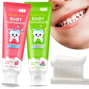 Atoany Fluoride-free Baby Toothpaste, Kid Toothpaste, strawberry and Watermelon Flavours To Choose From, Gentle and Safe Children's Formula, Safe for Daily Use To Develop Healthy Oral Habits, Daily Care Toothpaste