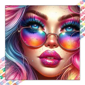 1 DIY diamond painting kit, 5D diamond art set, DIY decoration, colorful hair, vibrant background, diamond decoration, full round drill diamond painting kit, mosaic, diamond art, DIY art home decoration, suitable for Christmas.