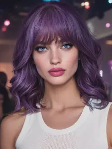 14 Inch Short Curly Wig with Bangs, High-Quality Synthetic Hair for Women, Perfect for Parties, Halloween, and All Seasons, Synthetic Material Wigs