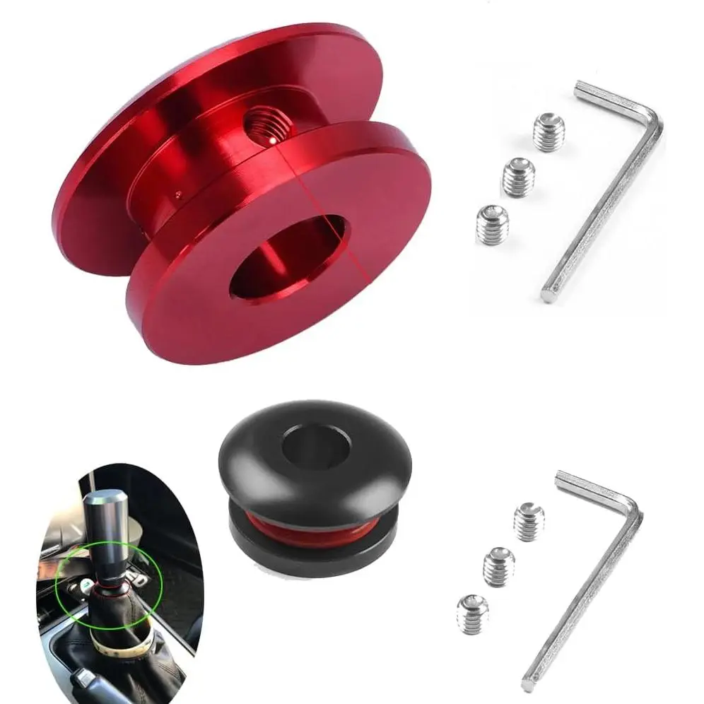 2 Pack Shift Knob Limiter Universal Car Shift Knob Boot Retainer Stopper Shifter Lever Shifting Head Buckle Stopper Adapter (Black + Red)