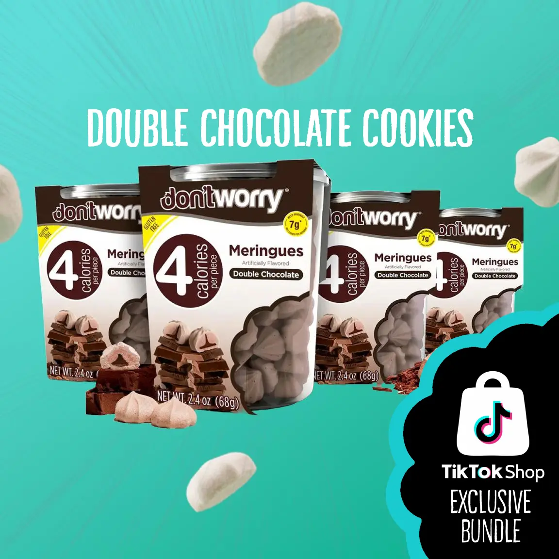 Don't Worry | Double Chocolate Cookies Meringue Cookies | Low Sugar | Double Chocolate | 4 Calories per Piece