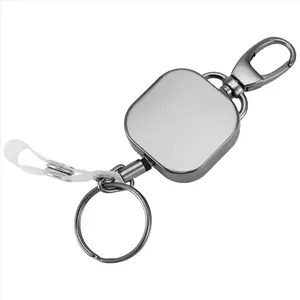 Heavy Duty Metal Retractable Carabiner Keychain Belt Badge Reels Clip 28.3Inch Reinforced Steel Wire Cord