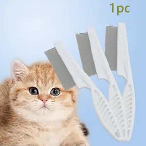 Pet Flea & Dandruff Comb, Fine Tooth Stainless Steel Grooming Brush for Cats & Dogs, Removes Ticks, Tangles, and Loose Hair
