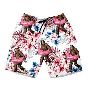 Funny Bigfoot Hawaiian Shorts For Men Tropical Swim Trunks Sasquatch Hawaiian Mens Shorts Mens Shorts Men